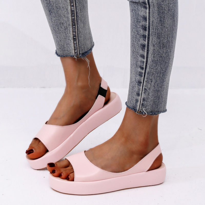 Sandale s ribljim ustima - gornji dio PU, gumena potplat, Slip-On, jednobojne, potplat od viskoze