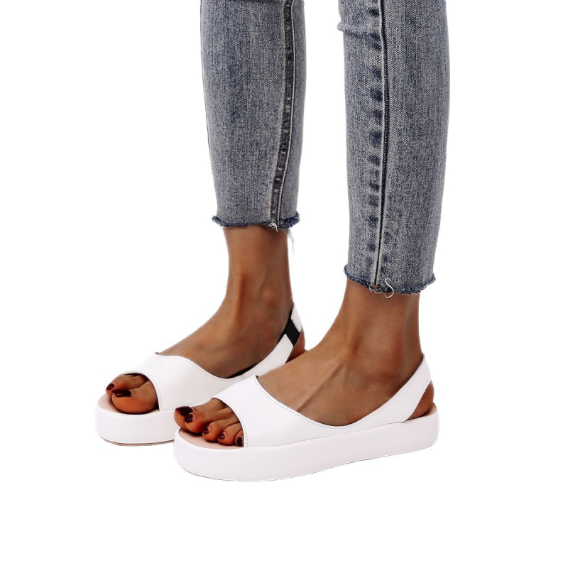 Sandale s ribljim ustima - gornji dio PU, gumena potplat, Slip-On, jednobojne, potplat od viskoze