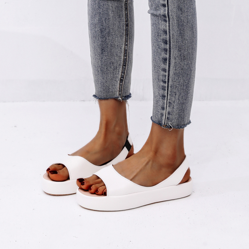 Sandale s ribljim ustima - gornji dio PU, gumena potplat, Slip-On, jednobojne, potplat od viskoze