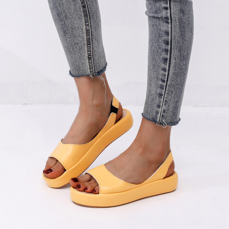 Sandale s ribljim ustima - gornji dio PU, gumena potplat, Slip-On, jednobojne, potplat od viskoze
