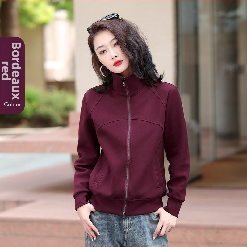 Rujue Dámsky kardigán s dvomi zipsami a stojacim golom, zmes bavlny a polyesteru (70-80% bavlny), dlhé rukávy, voľný strih, predný zips