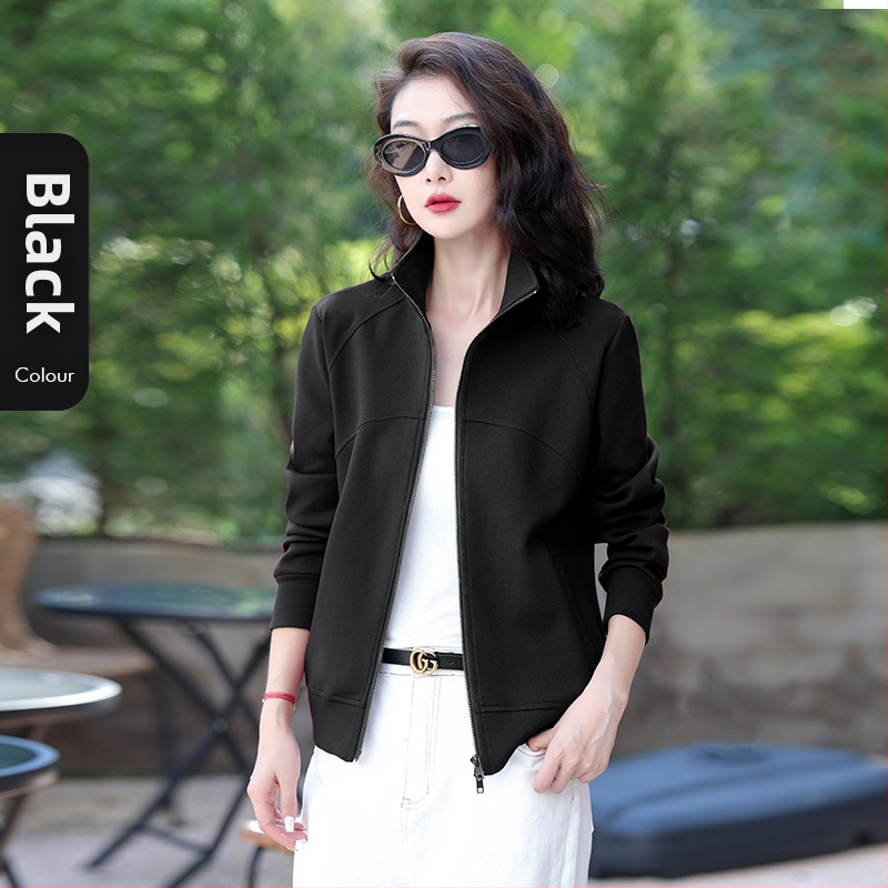 Rujue Dámsky kardigán s dvomi zipsami a stojacim golom, zmes bavlny a polyesteru (70-80% bavlny), dlhé rukávy, voľný strih, predný zips