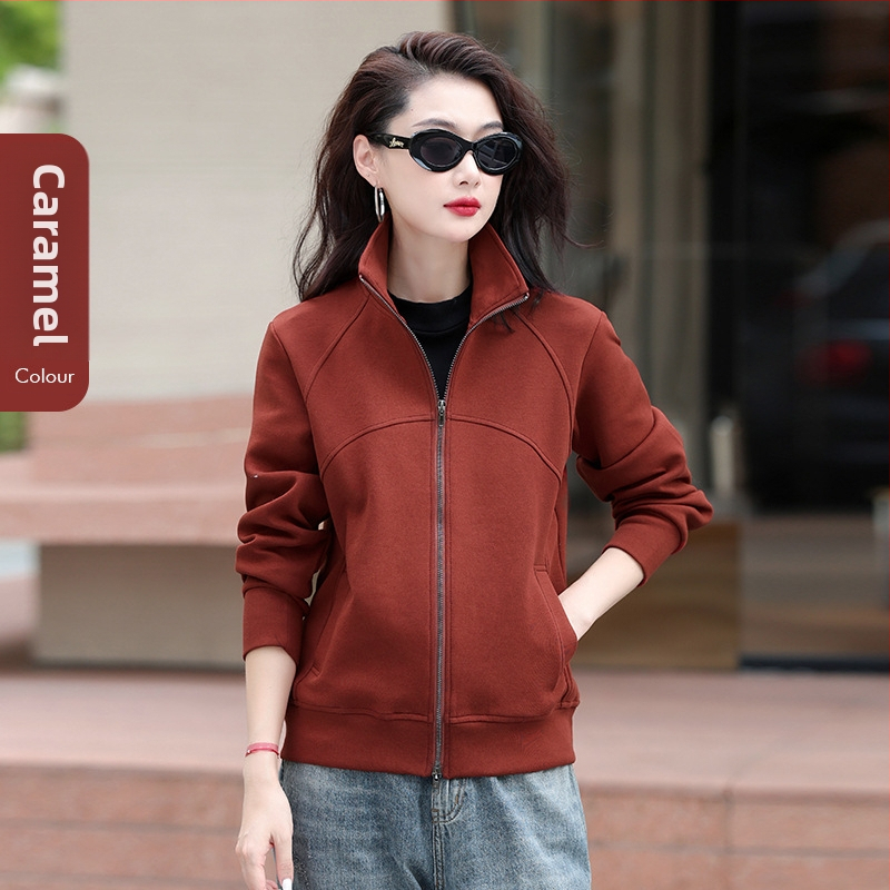 Rujue Dámsky kardigán s dvomi zipsami a stojacim golom, zmes bavlny a polyesteru (70-80% bavlny), dlhé rukávy, voľný strih, predný zips