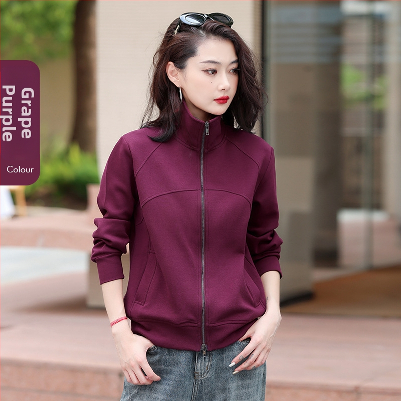 Rujue Dámsky kardigán s dvomi zipsami a stojacim golom, zmes bavlny a polyesteru (70-80% bavlny), dlhé rukávy, voľný strih, predný zips