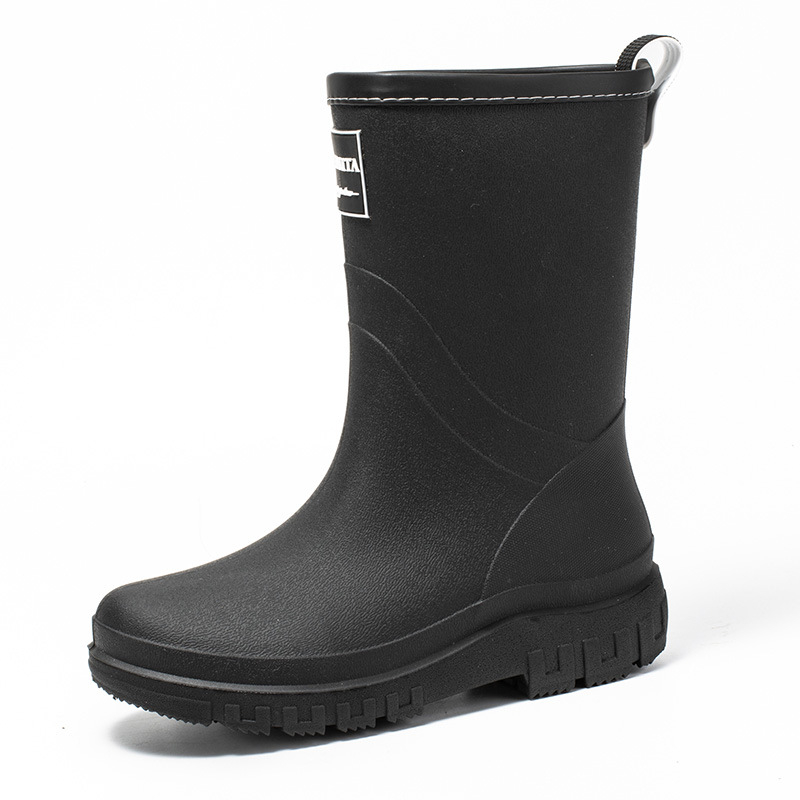 Cizme de ploaie pentru femei până la mijlocul gambei, PVC, impermeabile, talpă antiderapantă, toc mic 1-3 cm