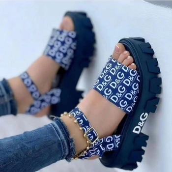 Rimske sandale s debelom platformom, 5–8 cm, kopča, stražnji remen, gumeni đon, za žene
