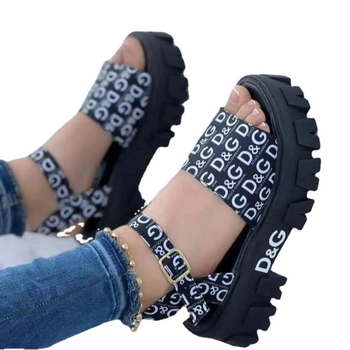 Rimske sandale s debelom platformom, 5–8 cm, kopča, stražnji remen, gumeni đon, za žene