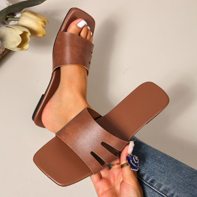 Papuci femei Toe Cap, slip-on plat, casual zilnic, partea superioară din lână artificială, talpă din cauciuc, culoare solidă, fără șireturi, grosime talpă 0–3 cm, model NZ-5