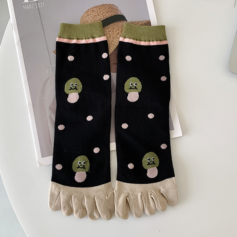 Чорапи с пет пръста, разделени пръсти, средно дълги, дамски памучни, попиване на пот, 80–90% памук, подходящи за есен-зима-пролет.