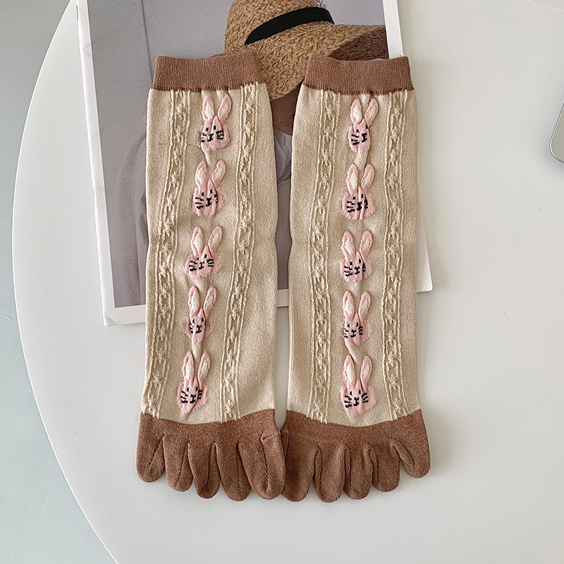 Чорапи с пет пръста, разделени пръсти, средно дълги, дамски памучни, попиване на пот, 80–90% памук, подходящи за есен-зима-пролет.