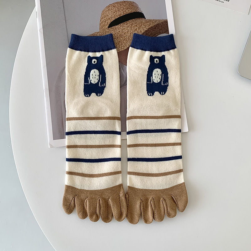 Чорапи с пет пръста, разделени пръсти, средно дълги, дамски памучни, попиване на пот, 80–90% памук, подходящи за есен-зима-пролет.