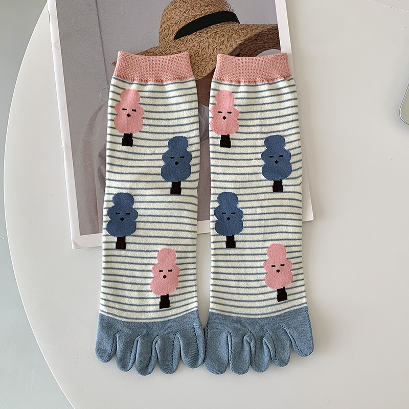 Чорапи с пет пръста, разделени пръсти, средно дълги, дамски памучни, попиване на пот, 80–90% памук, подходящи за есен-зима-пролет.