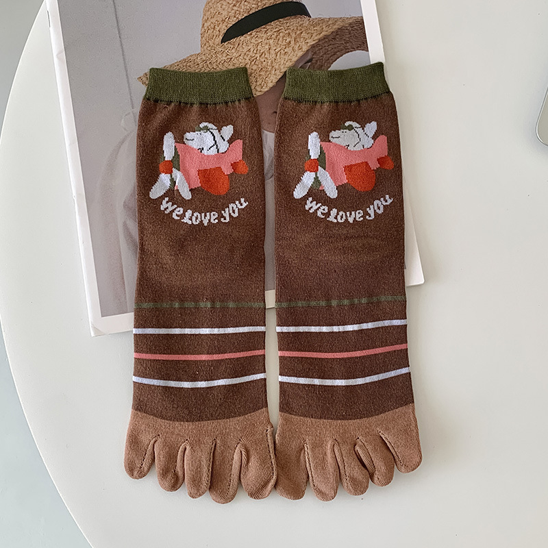 Чорапи с пет пръста, разделени пръсти, средно дълги, дамски памучни, попиване на пот, 80–90% памук, подходящи за есен-зима-пролет.