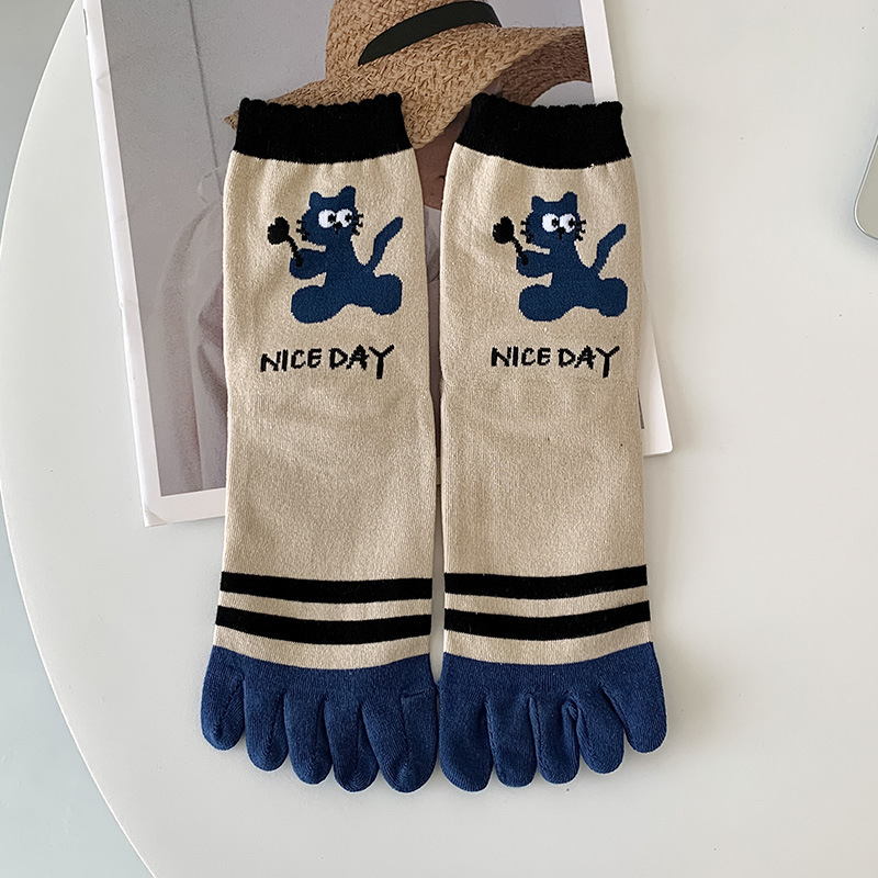 Чорапи с пет пръста, разделени пръсти, средно дълги, дамски памучни, попиване на пот, 80–90% памук, подходящи за есен-зима-пролет.