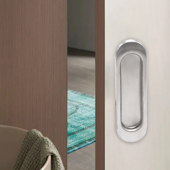 Beépíthető tolóajtókra szánt retesz-zár kör alakú rejtett kilinccsel, 304 rozsdamentes acélból, ES302 modell