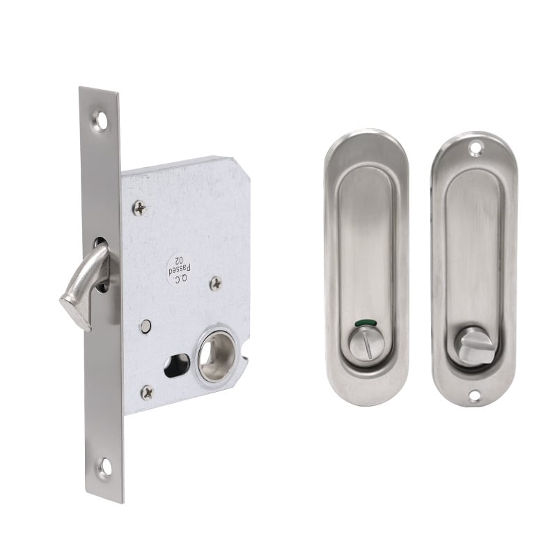 Beépíthető tolóajtókra szánt retesz-zár kör alakú rejtett kilinccsel, 304 rozsdamentes acélból, ES302 modell