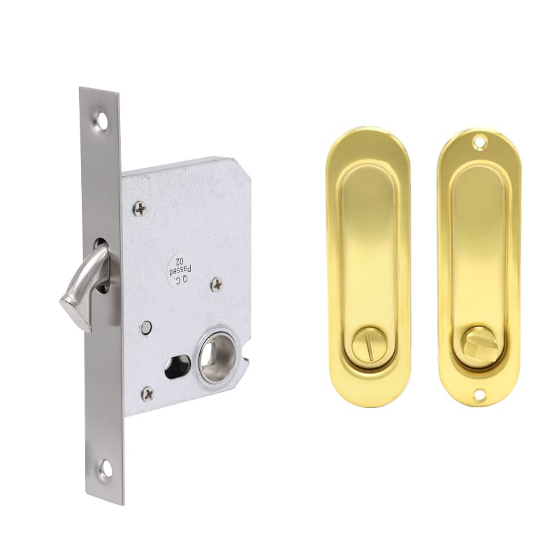 Beépíthető tolóajtókra szánt retesz-zár kör alakú rejtett kilinccsel, 304 rozsdamentes acélból, ES302 modell