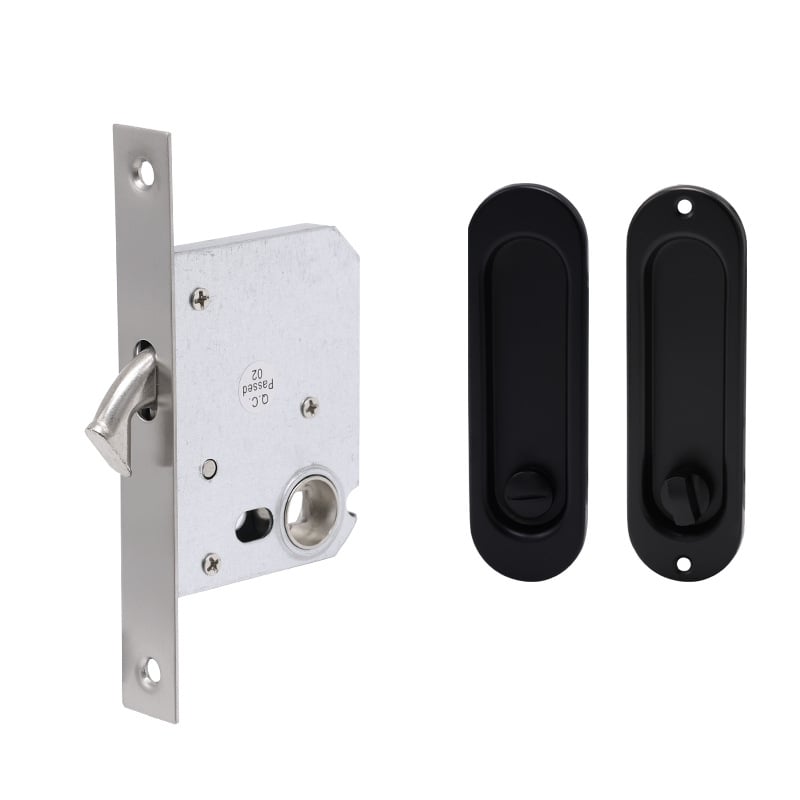 Beépíthető tolóajtókra szánt retesz-zár kör alakú rejtett kilinccsel, 304 rozsdamentes acélból, ES302 modell