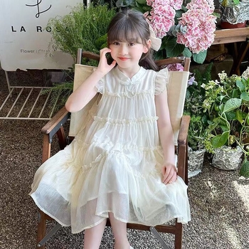 Φόρεμα πριγκίπισσα για κορίτσια, Α-γραμμή, 100% πολυεστέρας, για ηλικίες 3–8 ετών, Καλοκαίρι 2025