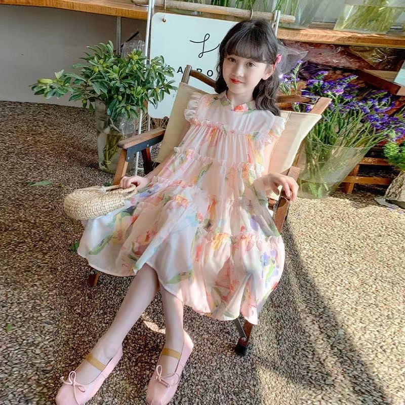 Φόρεμα πριγκίπισσα για κορίτσια, Α-γραμμή, 100% πολυεστέρας, για ηλικίες 3–8 ετών, Καλοκαίρι 2025