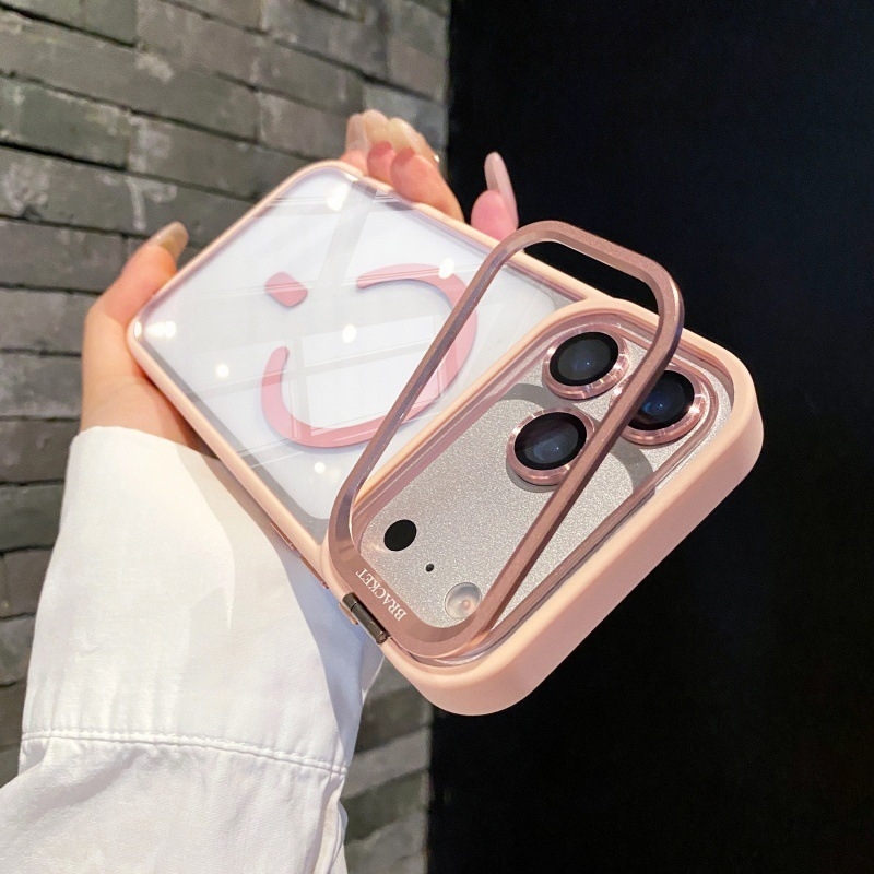 Visokokvalitetno magnetsko preklopno kućište s nosačem za iPhone 17 Pro Max, prozirni metalni objektiv, otporno na padove