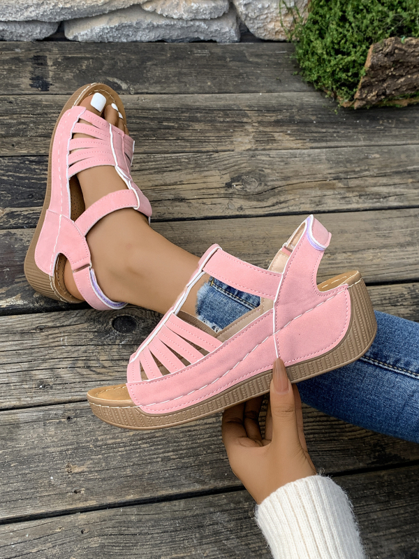 Спортни сандали с велкро, кръгъл нос; PU горна част; PU подплата; каучукова подметка (PU горна част; PU подплата; каучукова подметка; велкро закопчаване)