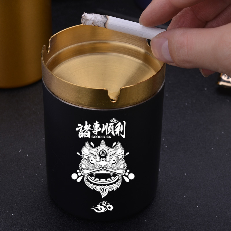 Пепелник от неръждаема стомана с форма на фуния за автомобил, бар, офис и дом — печат на лого, персонализация, модел FFYHG-001