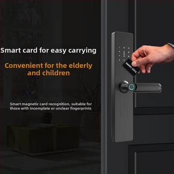 Smart zámok na dvere s otlačkom prsta, heslom a diaľkovým odomknutím – polautomatický, panel a rukoväť z hliníkovej zliatiny, model HD-S07, 300 uložených odtlačkov, skenovanie <0,1 s, FAR <0,000004%, vhodný pre vstupné dvere