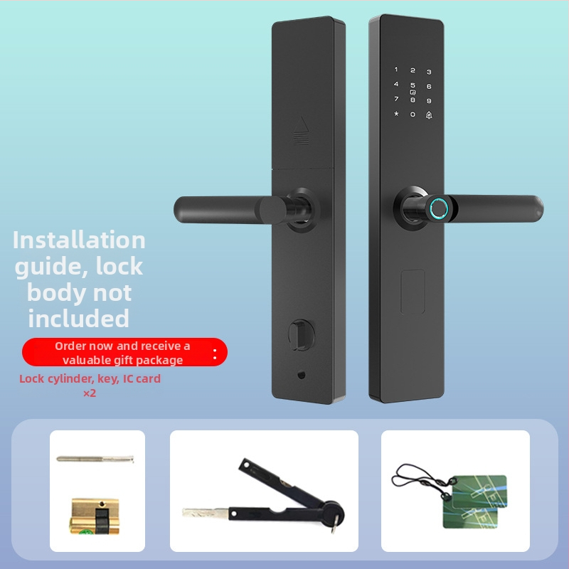 Smart zámok na dvere s otlačkom prsta, heslom a diaľkovým odomknutím – polautomatický, panel a rukoväť z hliníkovej zliatiny, model HD-S07, 300 uložených odtlačkov, skenovanie <0,1 s, FAR <0,000004%, vhodný pre vstupné dvere