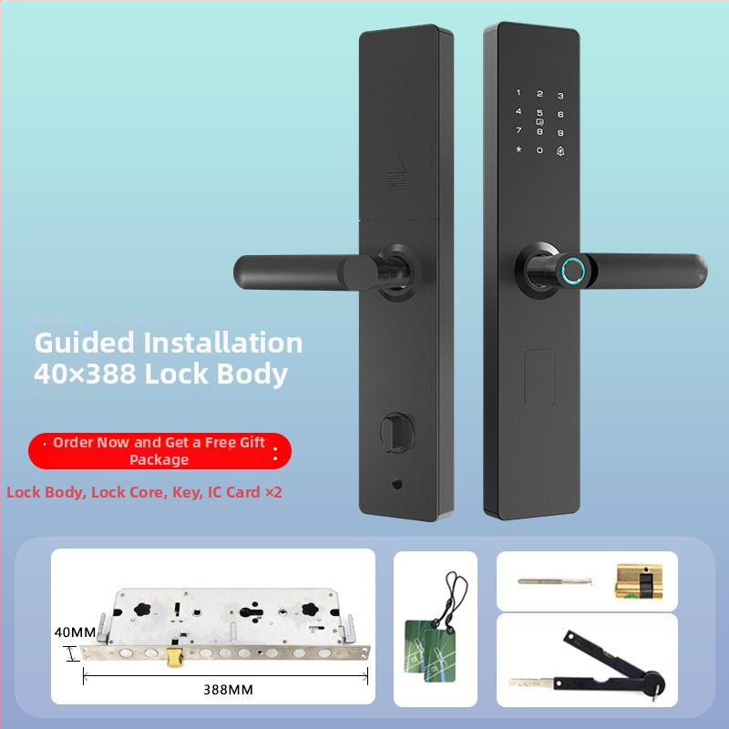 Smart zámok na dvere s otlačkom prsta, heslom a diaľkovým odomknutím – polautomatický, panel a rukoväť z hliníkovej zliatiny, model HD-S07, 300 uložených odtlačkov, skenovanie <0,1 s, FAR <0,000004%, vhodný pre vstupné dvere
