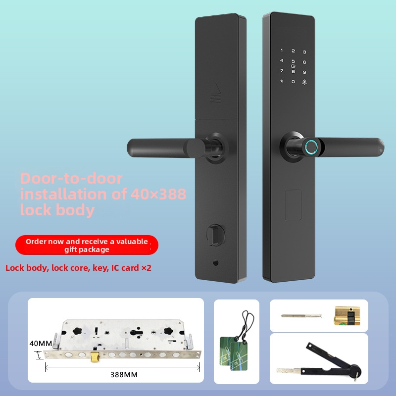 Smart zámok na dvere s otlačkom prsta, heslom a diaľkovým odomknutím – polautomatický, panel a rukoväť z hliníkovej zliatiny, model HD-S07, 300 uložených odtlačkov, skenovanie <0,1 s, FAR <0,000004%, vhodný pre vstupné dvere