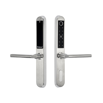 Alumínium keskeny ajtóhoz; kétoldalas zár ujjlenyomat, jelszó és kártya hozzáféréssel – hotel/apartman használatra, Modell FT01, 200 ujjlenyomat tárolás