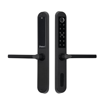 Alumínium keskeny ajtóhoz; kétoldalas zár ujjlenyomat, jelszó és kártya hozzáféréssel – hotel/apartman használatra, Modell FT01, 200 ujjlenyomat tárolás