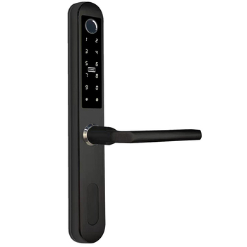 Alumínium keskeny ajtóhoz; kétoldalas zár ujjlenyomat, jelszó és kártya hozzáféréssel – hotel/apartman használatra, Modell FT01, 200 ujjlenyomat tárolás