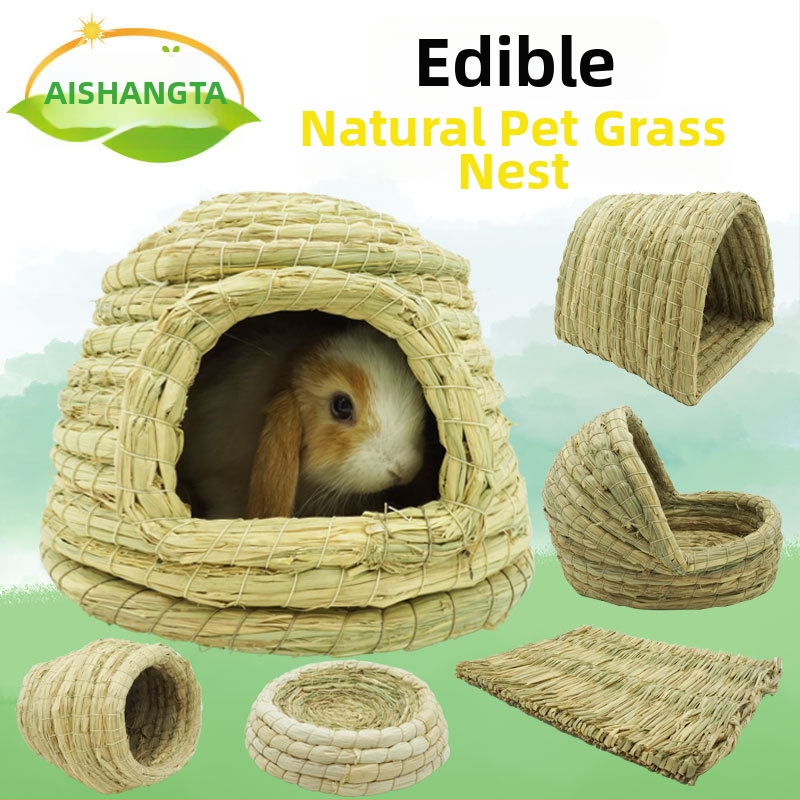 Χειροποίητο φωλίστρι από χορτάρι για μικρά κατοικίδια – κατάλυμα για κουνέλια, τσιντσίλα, σκαντζόχοιρους – Υλικό: μεταξωτό λουλούδι