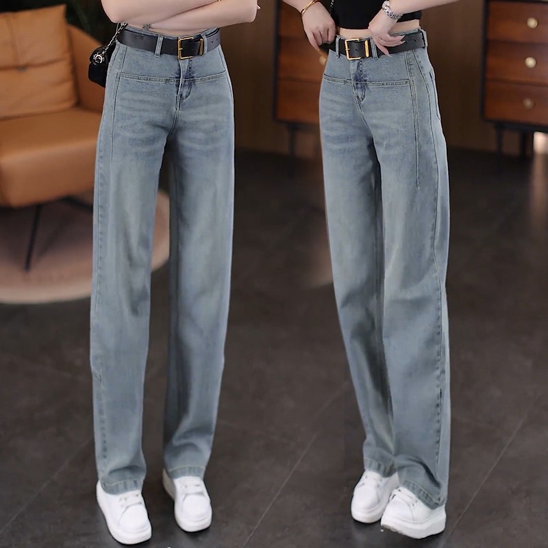 Farmernadrág szimitar siluettel, magas derekú, pamut–polyészter keverék, mikroelasztikusság, velúr felület – mindennapi egyenes szárú nadrág