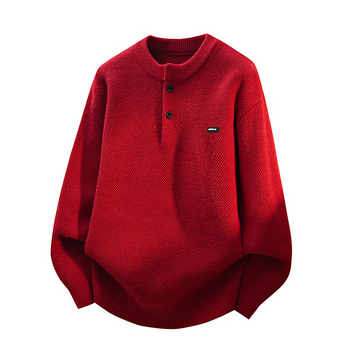 Ανδρικό φαρδύ πλεκτό πουκάμισο, μακριά μανίκια, πολυεστερικό ύφασμα, χειμώνας 2025