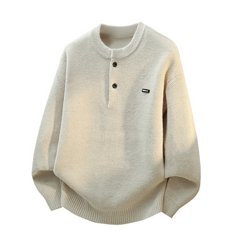 Ανδρικό φαρδύ πλεκτό πουκάμισο, μακριά μανίκια, πολυεστερικό ύφασμα, χειμώνας 2025