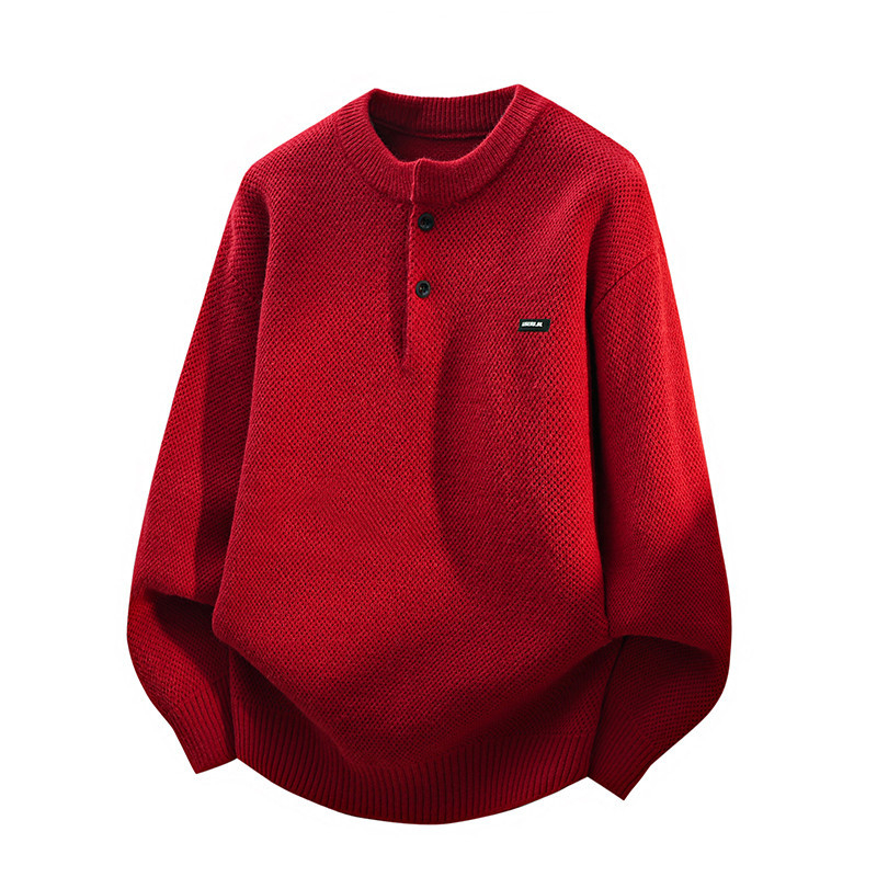 Ανδρικό φαρδύ πλεκτό πουκάμισο, μακριά μανίκια, πολυεστερικό ύφασμα, χειμώνας 2025