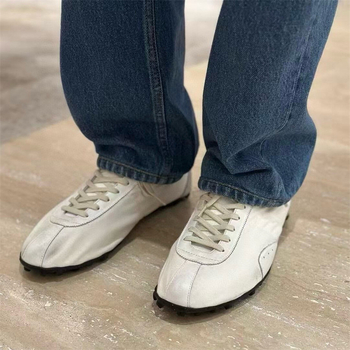 M6 Margiela ženske tenisice s vezicama, lagane i udobne, gornji dio od kožnog velura + tekstila, potplat od gume, ulošak od ovčje kože, zatvaranje vezanje, niska peta 1–3 cm