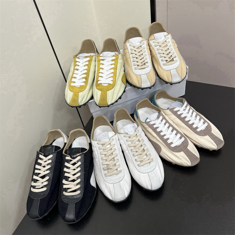 M6 Margiela ženske tenisice s vezicama, lagane i udobne, gornji dio od kožnog velura + tekstila, potplat od gume, ulošak od ovčje kože, zatvaranje vezanje, niska peta 1–3 cm
