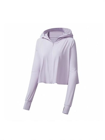 Jachetă cu glugă pentru protecție solară, țesătură subțire din nylon-spandex (88% nylon, 12% spandex), fermoar frontal, buzunare laterale