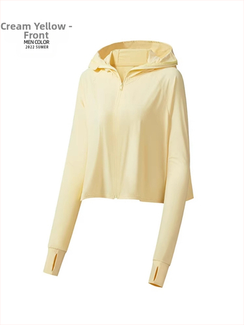 Jachetă cu glugă pentru protecție solară, țesătură subțire din nylon-spandex (88% nylon, 12% spandex), fermoar frontal, buzunare laterale