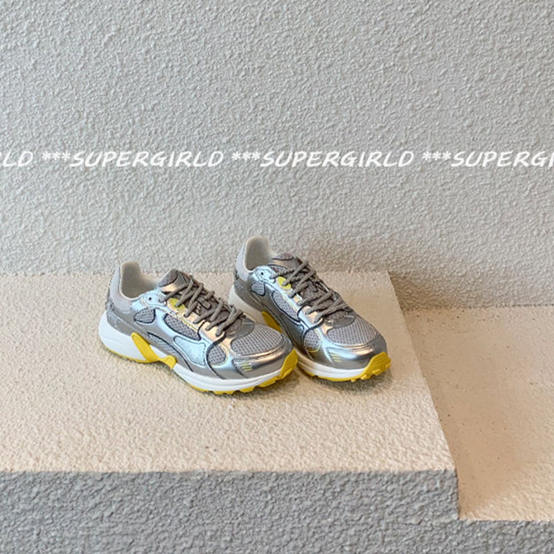 Ženske chunky dad shoes, mrežasti gornji dio, vezanje, visina potplata 3–7 cm, gumena potplata, uzorak u boji