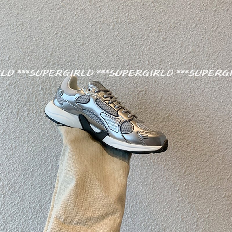 Ženske chunky dad shoes, mrežasti gornji dio, vezanje, visina potplata 3–7 cm, gumena potplata, uzorak u boji