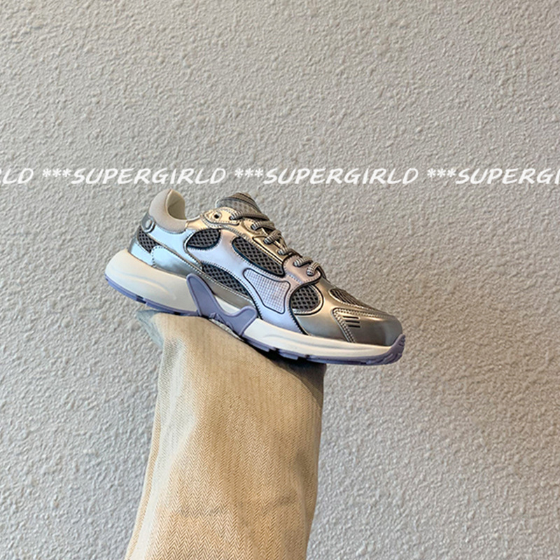 Ženske chunky dad shoes, mrežasti gornji dio, vezanje, visina potplata 3–7 cm, gumena potplata, uzorak u boji
