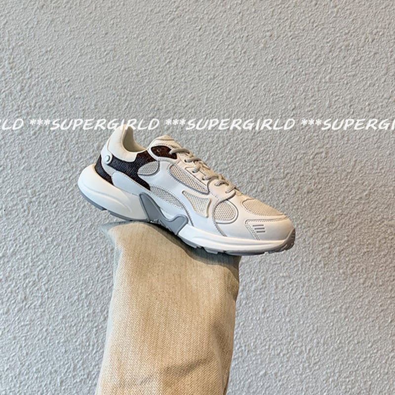 Ženske chunky dad shoes, mrežasti gornji dio, vezanje, visina potplata 3–7 cm, gumena potplata, uzorak u boji