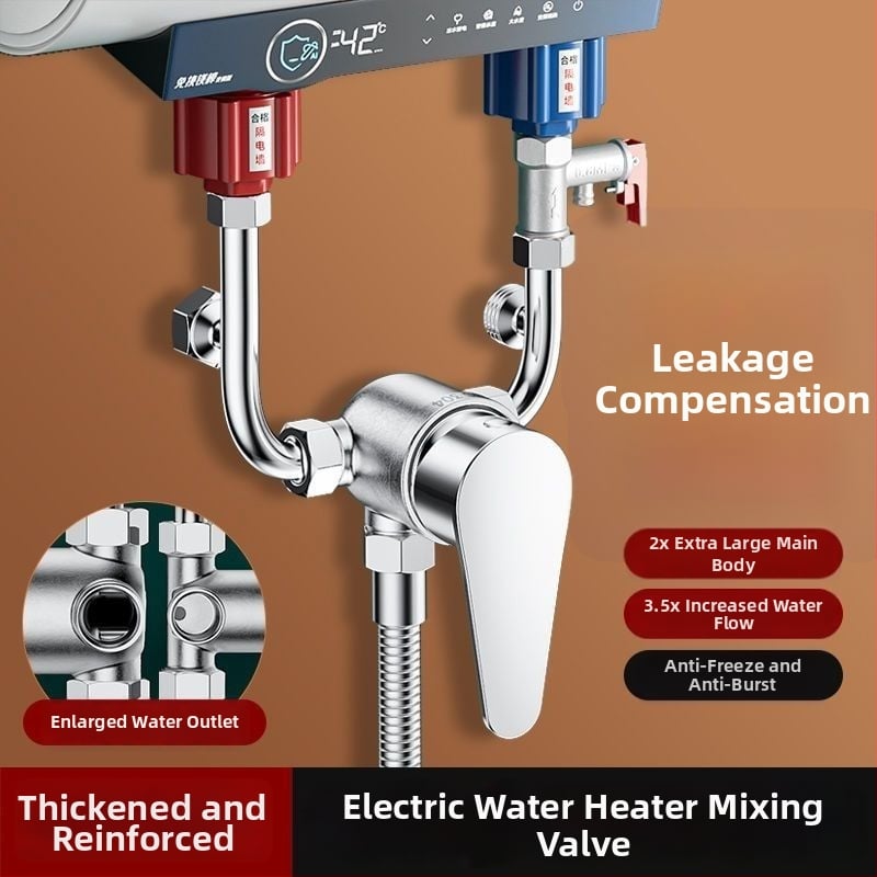 Elektrický miešací ventil na vodu s U-tvarom, meďový korpus, chrómovaný povrch, keramické diskové jadro ventilu, CE certifikát