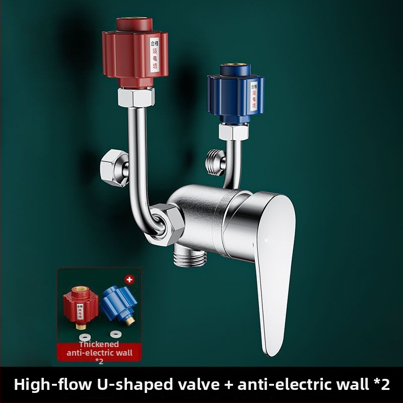 Elektrický miešací ventil na vodu s U-tvarom, meďový korpus, chrómovaný povrch, keramické diskové jadro ventilu, CE certifikát