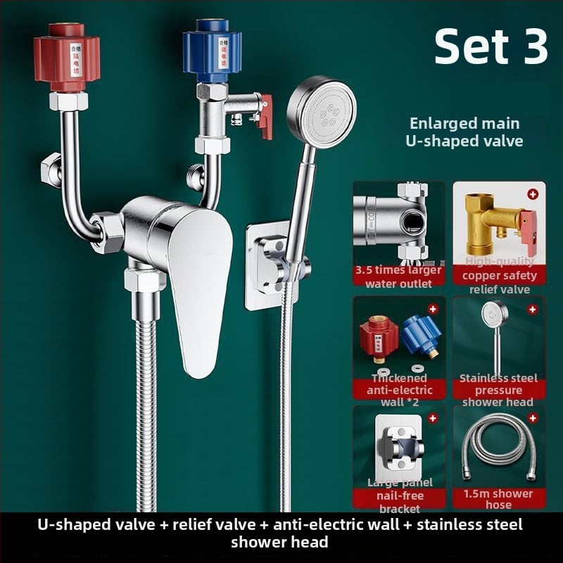 Elektrický miešací ventil na vodu s U-tvarom, meďový korpus, chrómovaný povrch, keramické diskové jadro ventilu, CE certifikát